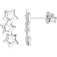 LÖB Paar Ohrstecker Ohrringe Silber Ohrstecker Sterne Bogen Minimalistisch Modern Klein (Geschenke für Frauen Freundin Mutter Mama zum Geburtstag Muttertag Muttertagsgeschenk, Inkl. Schmuckbox), Damen Stecker Ear Cuff Ohr Climber Sternchen Reihe Geometrische Formen von LÖB