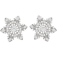 LÖB Paar Ohrstecker Ohrstecker 925 Silber Schneeflocke mit Zirkonia, Damen Silberohrringe Snowflake mit Strass Glitzer Stein Winter Blume Weihnachten Ohrringe Groß Weihnachtsohrringe von LÖB