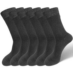 LOFIR Bambus Socken für Damen Herren: Bambusfaser-weiche Kurze Bambus Strümpfe Antibakterielle Atmungsaktive Bambussocken Anti Schweiss Hohe Elastizität Crew Sportsocken Dunkelgrau 6 Paare GroBe 43-46 von LOFIR