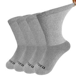 LOFIR Diabetiker Baumwolle Socken Herren: Gesundheitssocken mit Extra Weiter Bund Ohne Gummi Ohne Naht Venenfreundliche Socken mit Bequemer Gepolsterter Sohle für Herren Grau 4 Paare Größe 43-46 von LOFIR