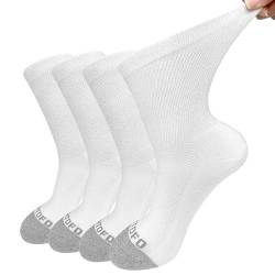 LOFIR Diabetiker Baumwolle Socken Herren: Gesundheitssocken mit Extra Weiter Bund Ohne Gummi Ohne Naht Venenfreundliche Socken mit Bequemer Gepolsterter Sohle für Herren Weiss 4 Paare Größe 43-46 von LOFIR