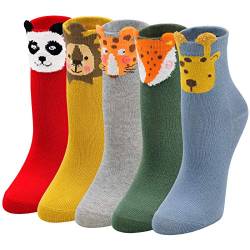 LOFIR Kinder Socken Mädchen Jungen Motiv Strümpfe aus Baumwolle Witzige Kindersocken Tier Muster Socken Bunte Lustige Mädchensocken Größe 20-22, 5 Paare von LOFIR