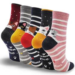 LOFIR Kinder Socken Mädchen Kindersocken: Motiv Strümpfe aus Baumwolle Kinder Witzige Tier Muster Socken Bunte Lustige Mädchensocken Größe 23-26 5 Paare von LOFIR