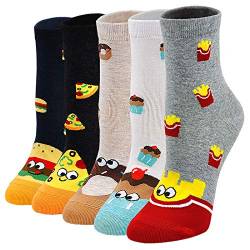 LOFIR Lustige Bunte Socken Damen Tier Muster Niedlich Socken aus Baumwolle Süß Karikatur Kawaii Katze Socken Neuheit Socken Geschenk für Mädchen Damen, Größe 35-41, 5 Paare von LOFIR