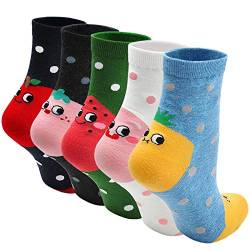 LOFIR Lustige Bunte Socken Damen Tier Muster Niedlich Socken aus Baumwolle Süß Karikatur Kawaii Katze Socken Neuheit Socken Geschenk für Mädchen Damen, Größe 35-41, 5 Paare von LOFIR