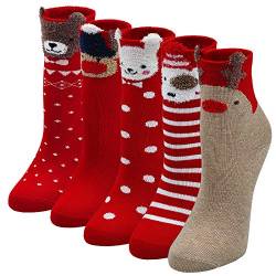 LOFIR Weihnachtssocken Kinder Mädchen Socken Tiere Muster Strümpfe Bunte Lustige Kindersocken aus Baumwolle Weihnachten Geschenk für Kleinkinder, Größe 24-29, 5 Paare von LOFIR