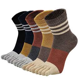 LOFIR Zehensocken Damen 5 Finger Socken Thermo Socken aus Baumwolle Mädchen Socken mit Zehen Frauen Bunte Lustige Strümpfe - Größe 35-41- 5 Paare von LOFIR