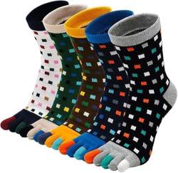 LOFIR Zehensocken Herren Fünf Finger Socken aus Baumwolle, Männer Bunte Laufen Socken mit Zehen Einzeln, Atmungsaktive und Arbeit Sports Socken EU 44-47, 5 Paare. von LOFIR