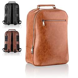 LOGAN & BARNES Herren Rucksack Leder vegan - Business Rucksack für Herren und Damen mit verstärkten Trageriemen - Laptop Rucksack BZW. Backpack - AMSTERDAM Edition (cognac) von LOGAN & BARNES