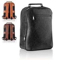 LOGAN & BARNES Herren Rucksack Leder vegan - Business Rucksack für Herren und Damen mit verstärkten Trageriemen - Laptop Rucksack BZW. Backpack - AMSTERDAM Edition (schwarz) von LOGAN & BARNES