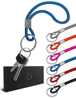 LOGAN & BARNES Schlüsselanhänger Band - Robustes Schlüsselband kurz - Hochwertiger Schlüsselring - Schlüsselband Lanyards für Ausweise und Schlüssel Modell PARIS (blau) von LOGAN & BARNES