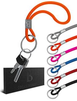 LOGAN & BARNES Schlüsselanhänger Band - Robustes Schlüsselband kurz - Hochwertiger Schlüsselring - Schlüsselband Lanyards für Ausweise und Schlüssel Modell PARIS (orange) von LOGAN & BARNES