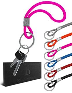 LOGAN & BARNES Schlüsselanhänger Band - Robustes Schlüsselband kurz - Hochwertiger Schlüsselring - Schlüsselband Lanyards für Ausweise und Schlüssel Modell PARIS (pink) von LOGAN & BARNES