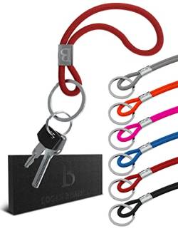 LOGAN & BARNES Schlüsselanhänger Band - Robustes Schlüsselband kurz - Hochwertiger Schlüsselring - Schlüsselband Lanyards für Ausweise und Schlüssel Modell PARIS (rot) von LOGAN & BARNES
