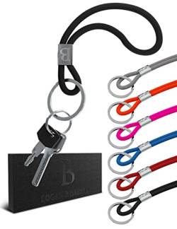 LOGAN & BARNES Schlüsselanhänger Band - Robustes Schlüsselband kurz - Hochwertiger Schlüsselring - Schlüsselband Lanyards für Ausweise und Schlüssel Modell PARIS (schwarz) von LOGAN & BARNES
