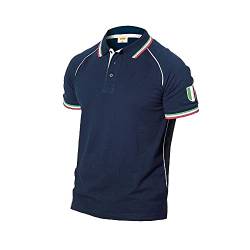 LOGICA Arbeits-Poloshirt Blau, 100 % Baumwolle, 200 g, Sport-Kragen und kurze Ärmel, dreifarbig Italien EURO2012, blau, Medium von LOGICA