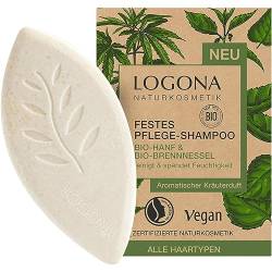 LOGONA Naturkosmetik Festes Haarshampoo für natürlich gesundes Haar, Shampoo Bar mit veganer Formel aus Bio Hanf und Bio Brennnessel, Wie Haarseife, 1 x 60 g von LOGONA Naturkosmetik
