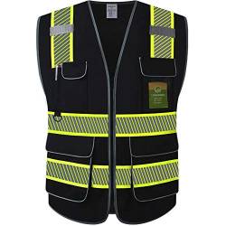 LOHASPRO Safety Vest High Visibility - Mesh Reflective Vest with Pockets for Men & Women - ANSI/ISEA Standards (Extra Large, Black 03) von LOHASPRO