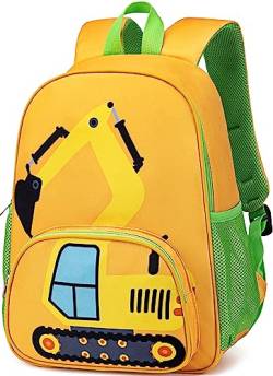 LOIDOU Kinderrucksack Jungen Kinder Rucksack Tagesrucksack Vorschulrucksack Kleinkind Kindergartentasche Schulrucksack für Schule die Kita (Gelb) von LOIDOU