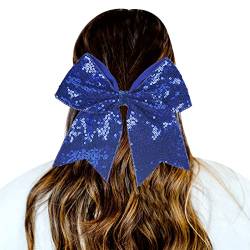 1 STÜCK Haargummis Gradient Pailletten Bowknot Kopfschmuck Seile Dekorationen Kopfschmuck Dekoration Haargummis Für Mädchen Lauf (Dark Blue, One Size) von LOIJMK