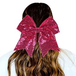 1 STÜCK Haargummis Gradient Pailletten Bowknot Kopfschmuck Seile Dekorationen Kopfschmuck Dekoration Haargummis Für Mädchen Lauf (Hot Pink, One Size) von LOIJMK