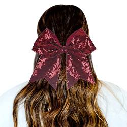 1 STÜCK Haargummis Gradient Pailletten Bowknot Kopfschmuck Seile Dekorationen Kopfschmuck Dekoration Haargummis Für Mädchen Lauf (Wine, One Size) von LOIJMK