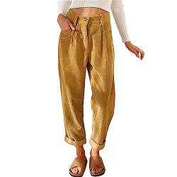 Damen Cordhose Funky Breite Hosen Corduroy High Waist Hose Damen Elegante Freizeithose Arbeitshose für Frauen Taschen Baggy Hose Loose Fit Freizeithosen Bequeme Hose für Herbst Winter von LOIJMK