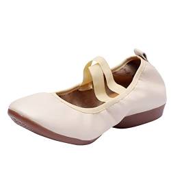 Freizeit Damen Sommer weiche Sohle einfarbig rutschfeste Keile runde Zehen atmungsaktive Tanzschuhe Pflege Schuhe Damen Altenpflege (White, 41) von LOIJMK