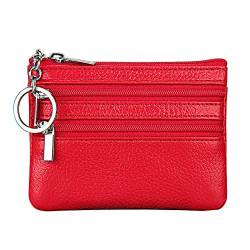 Für Fall Geldbörse Damentaschen Small Geldbörse ändern Schlüssel Münze Reißverschluss Kitkartenhüllen Schwarz (Red, One Size) von LOIJMK