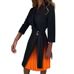 Kleider Damen Langarm Falten Tunika Kleid Blazerkleid Damen Funky Freizeit Business Kleid Revers Sommerkleid Freizeitkleid Frauen Arbeits Kleidung Sommerkleider A Linien Kleid Damen Sommer von LOIJMK