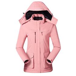 LOIJMK Beheizbare Jacke Damen Winter Wandern Heizjacke Winddicht Outdoorjacke für Frauen Langarm Warm Übergangsjacke Sweatjacke Trekking Funktionsjacke mit Kapuze und Taschen Freizeitjacke von LOIJMK