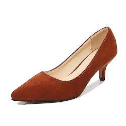 LOIJMK Damen-, spitzer Zeh, solide, flache High Heels, einzelne Business-Schuhe Damenschuhe Gelb 36 (Brown, 45) von LOIJMK