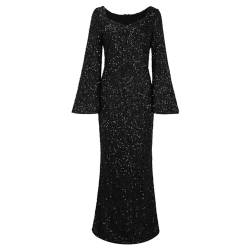 LOIJMK Damen Abendkleid Pailletten Ballkleider Damen Lang Glitzerkleid Damen Partykleid Bodycon Abendkleider für Frauen Langarm Maxikleider Tunikakleid Slim Wickelkleid Bleistiftkleid Party Outfit von LOIJMK