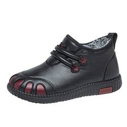 LOIJMK Damen Fleece verdickte warme Baumwollschuhe Flache rutschfeste wasserdichte Schneestiefel aus Hohe Damen Mit Absatz (Black, 37) von LOIJMK