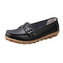 LOIJMK Damenschuhe Lässige Schnalle Flache Fersensohle Einzelne Schuhe Halbschuhe Schuhe Schuhe Freizeitschuhe Damen Schuhe Boots (Black, 37) von LOIJMK