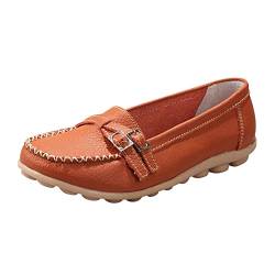 LOIJMK Damenschuhe Lässige Schnalle Flache Fersensohle Einzelne Schuhe Halbschuhe Schuhe Schuhe Freizeitschuhe Damen Schuhe Boots (Orange, 41) von LOIJMK