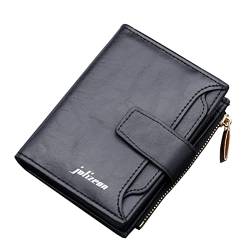 LOIJMK Fashion ID Short Wallet Solid Color Hasp Herren Open Purse Multiple Card Slots Clutch Bag Damen Geldbörsen Rot (Black, One Size) von LOIJMK
