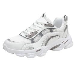 LOIJMK Frauen schnüren Laufschuhe Sportschuhe weiße Turnschuhe Silberne Schuhe Damen Glitzer (White, 39) von LOIJMK