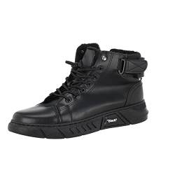 LOIJMK Herren Britischer Stil Große Mode High Top Warme Lässige Kurze Stiefel Herren Winter Schuhe (Z01-Black, 41) von LOIJMK