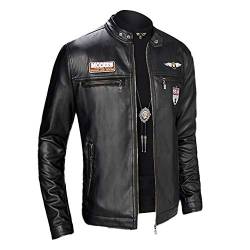 LOIJMK Herren Herbst-Winterstil schlankes Jacke Mode Motorrad-Mäntel Jacken Herren Gesteppt (Black, XL) von LOIJMK
