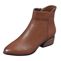 LOIJMK Klassische Business-Lederschuhe für Herren aus mit Schnürung und kurzen Stiefeln Hohe Schuhe Damen Absatz Sommer (Brown, 38) von LOIJMK