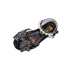 LOIJMK Kleinkind-Baby-beiläufige Prinzessin-Kleid-Schuh-bequeme flache im Freienmädchen-Sandale-Strass-glänzende Kinderprinzessin-Schuhe Super Fit Sandale (Black, 25 Toddler) von LOIJMK