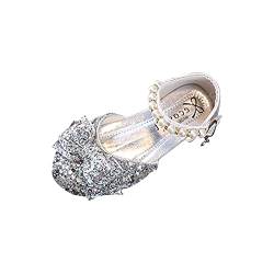 LOIJMK Kleinkind-Baby-beiläufige Prinzessin-Kleid-Schuh-bequeme flache im Freienmädchen-Sandale-Strass-glänzende Kinderprinzessin-Schuhe Super Fit Sandale (Silver, 35 Big Kids) von LOIJMK
