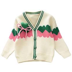 LOIJMK Kleinkind Mädchen Winter Love Prints Pullover Langarm Warm Strickpullover Strickwaren Xmas Tops Mantel Strickjacke Mädchen Glitzer (White, 1-2 Years) von LOIJMK