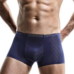 LOIJMK Männer 3 Stück Sexy Kurze Sommer Dünne Transparente Unterhose EIS Seide Boxer Atmungsaktive Taille Hose Unterwäsche Latex Herren Unterwäsche (Blue, XXL) von LOIJMK