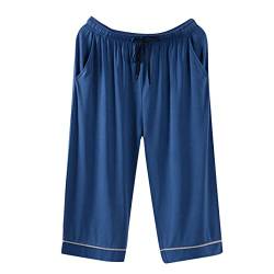 LOIJMK Pyjamahose Herren 3/4 Schlafanzughose MäNner High Rise Gerade Loose Homewear Herren Mode Und Lassige Hausanzug Weich Bequeme Atmungsaktiv Loungewear Trainingshose von LOIJMK