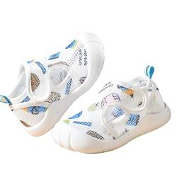 LOIJMK Sommer-Säuglingskleinkind-Mädchen-Schuhe Sandalen mit flachem Boden, nicht slio, halboffene Spitze, atmungsaktive, weiche Schuhe Mädchen Sneaker 22 (Blue, 19 Infant) von LOIJMK