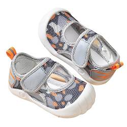 LOIJMK Sommer-Turnschuhe für, und Mädchen, für Neugeborene, niedlicher Hundedruck, atmungsaktives Netz-Design, Coole Schuhe mit flachem Boden Badeschuhe Kinder 37 (Grey, 23 Infant) von LOIJMK