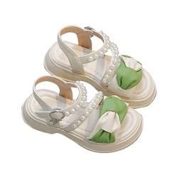 LOIJMK Sommer weiche leichte Gummisohle Mode Persönlichkeit Perlen Mädchen Sandalen Sandalen 35 (Green, 30 Little Child) von LOIJMK