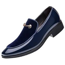 Lederschuhe Herren Blau Elegant Anzugschuhe Spitze Businessschuhe FöRmlich Arbeitsschuhe Slip-On Halbschuhe MöNchsschuhe Formelle Hochzeit Shoes Freizeitschuhe von LOIJMK